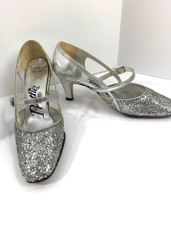 Vintage 1960s Pretties Silver Sparkle Glitter Mar… - image 2
