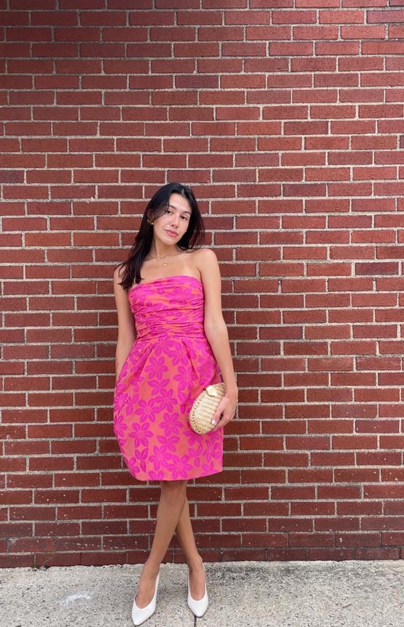 pink 90s mini dress Pink 90s Tie Strap Short Dress