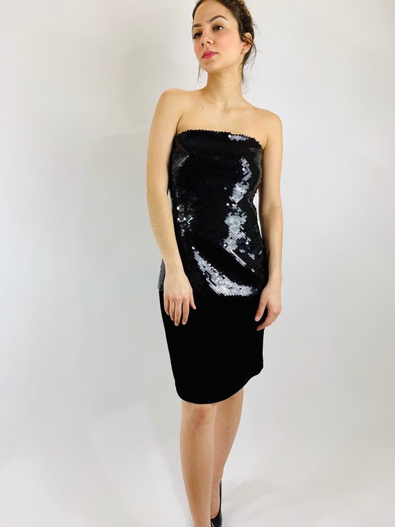 Vintage Carolina Herrera Cocktail Dress/ Black Seq