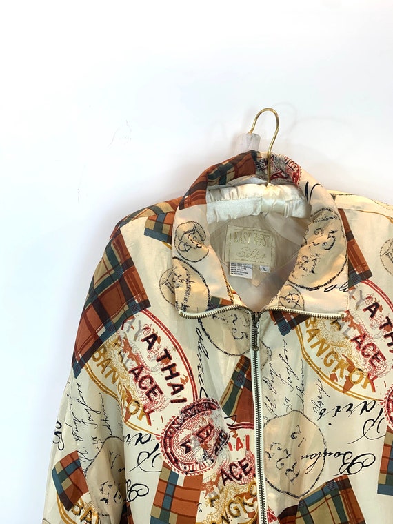Vintage Silk Print Bomber Jacket 90's Streetwear P