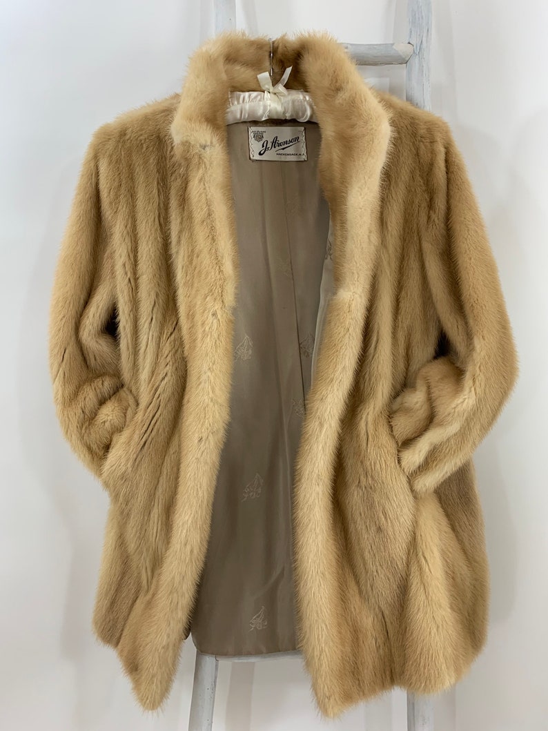 Vintage Blonde Mink Fur Coat Honey Blonde Mink Mid Length Coat