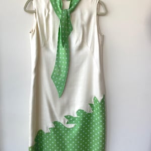 Vintage 1960s Polka Dot Silk Sheath Dress: Sleeveless Mod Shift