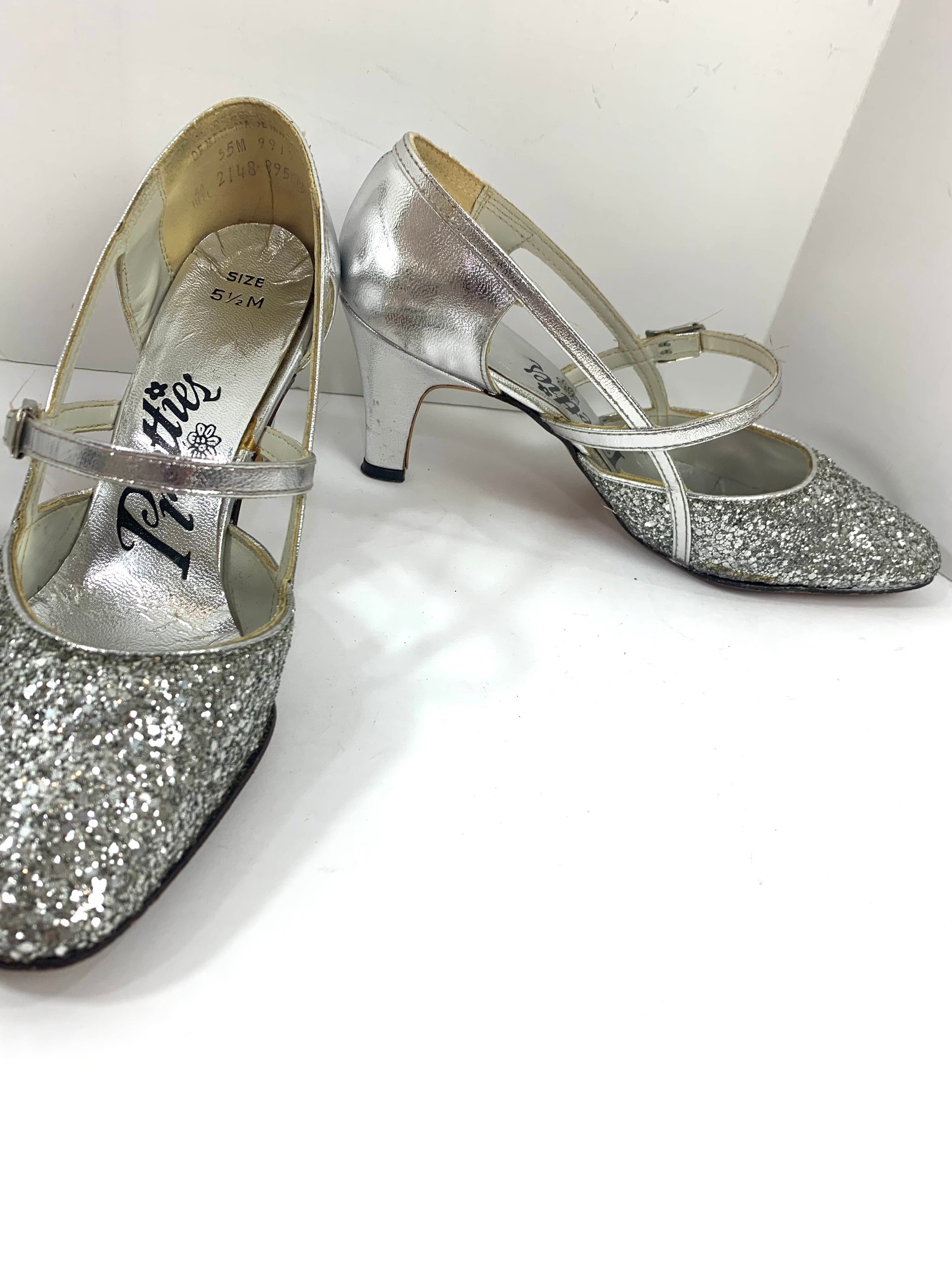 Silver glitter dance shoes sale