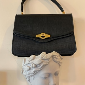 Vintage 1960er Jahre Comtesse Schwarze Ladylike Top Griff Handtasche