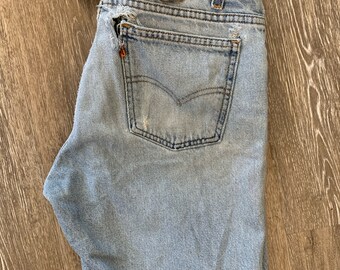 Vintage 1980er Levi's Denim Bermuda Shorts Vintage 90er Denim Jorts Orange Tab Levi's Shorts