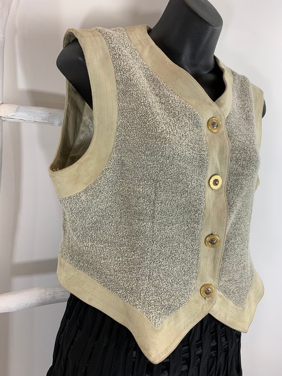 Vintage Versace Jeans Couture Vest Suede Trim Twee
