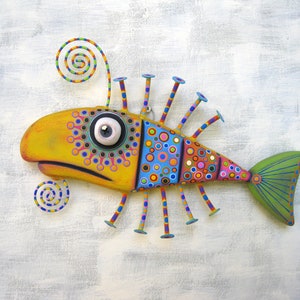 Fish Wall Art, MADE to ORDER, 'Dapper Snapper', Handcrafted Found Object Sculpture, Wood Carving