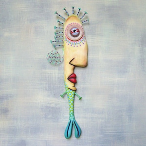 Fairly Odd Mermaid, MADE to ORDER, Mermaid Wall Art, Found Object Mermaid Sculpture, Wooden Mermaid, Whimsical Mermaid Art, by FigJamStudio