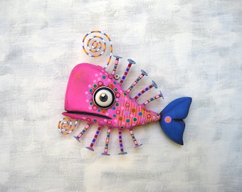 Wooden Whale Wall Art, MADE to ORDER, 'Fun Size Moby', Handcrafted Found Object Sculpture