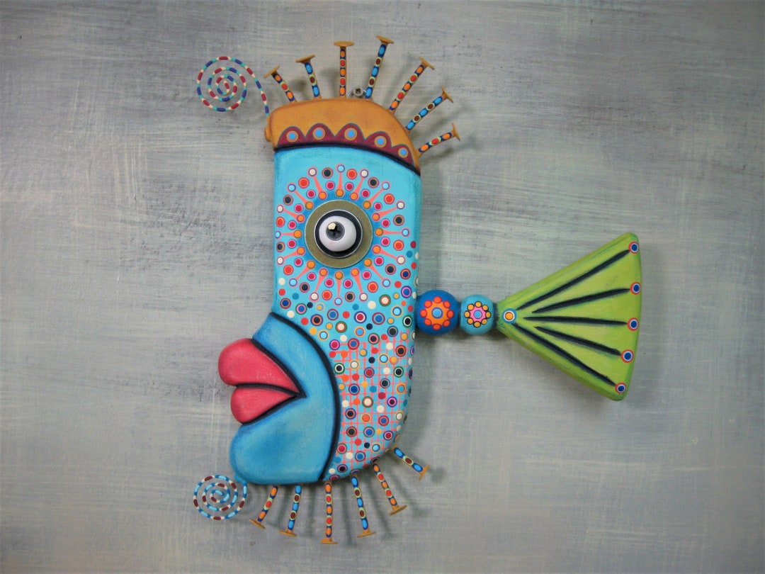 Lurch the Perch, Fish Wall Art, Fish Carving, Found Object Wall