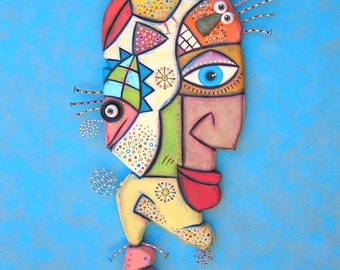 Found Object Wall Sculpture, 'Wild Thing', Wood Carving, Abstract Art