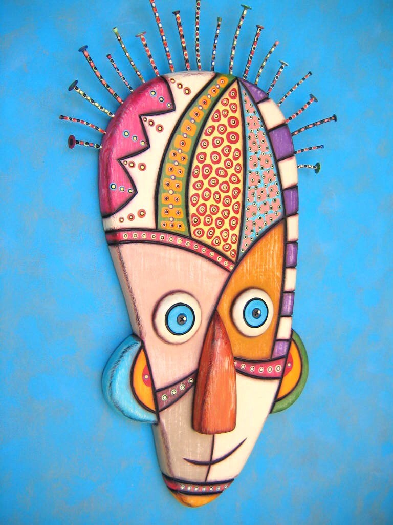 Kooper Mask Wall Art Found Object Wall Sculpture Whimsical Etsy