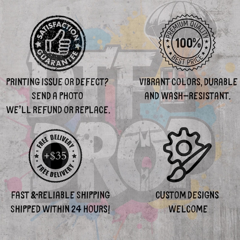 a collection of text and logos related to a company or product, including a satisfaction guarantee, a guarantee of 100% quality, a free delivery offer, and a commitment to fast and reliable shipping. The text and logos are presented in a clear and organized manner, without redundancy or vague descriptions.