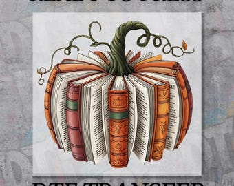 Fall Pumpkin Book DTF Transfer – Retro Reading Halloween Ready to Press Design