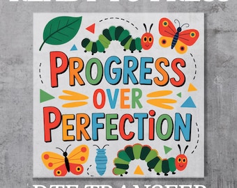 Progress Over Perfection Teacher Ready To Press, Progress Over Perfection Teacher DTF Transfer, Heat Transfer, Teacher DTF Transfers
