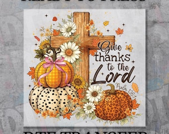 Give Thanks Leopard Pumpkin DTF Transfer: Retro Christian Fall Print