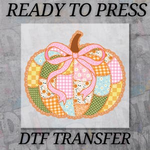 Preppy Floral Fall Pumpkin DTF Transfer, Coquette Autumn Ready To Press Heat Transfer, Trendy Fall Pumpkin Shirt Print, High Quality DTF