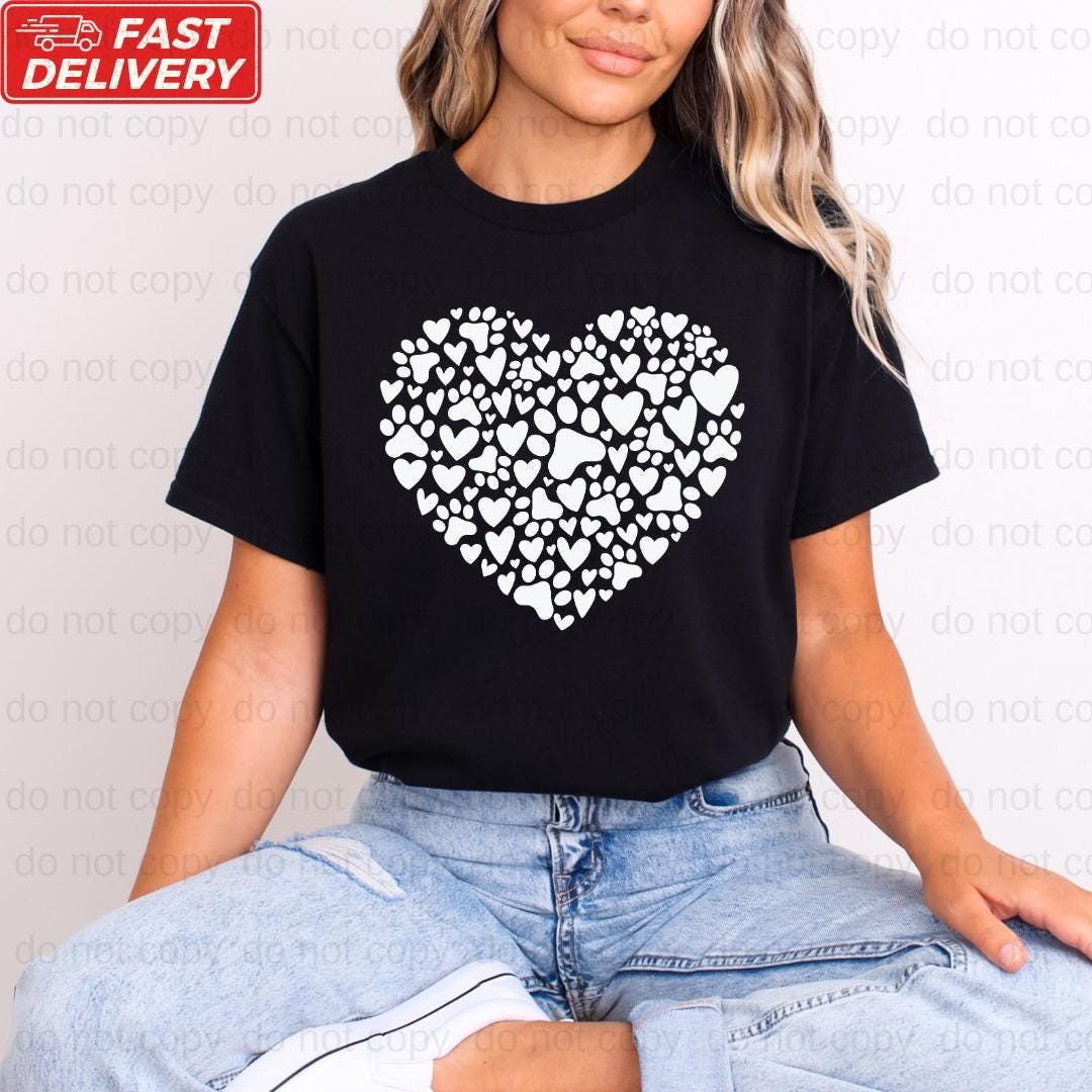 Valentine Dog Paw Heart DTF Transfer, Ready to Press Dog Mom Design - Etsy