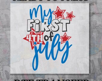 DTF Transfer 4th of July Baby, All American Newborn Design, Red White Blue Infant Shirt Print, Ready to Press Heat Transfer,Independence Day