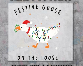 DTF Transfer Ready to Press, Funny Christmas Goose, Merry Goosmas, Santa Goose Iron On Transfer, Retro Holiday Goose, Festive Xmas Print