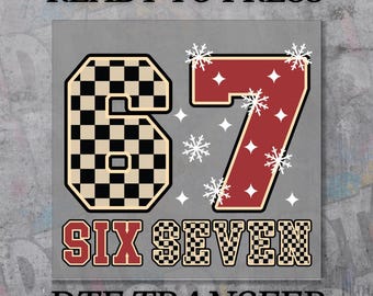Checkered Leopard Six Seven Meme DTF Transfer, Trendy Ready to Press Decal