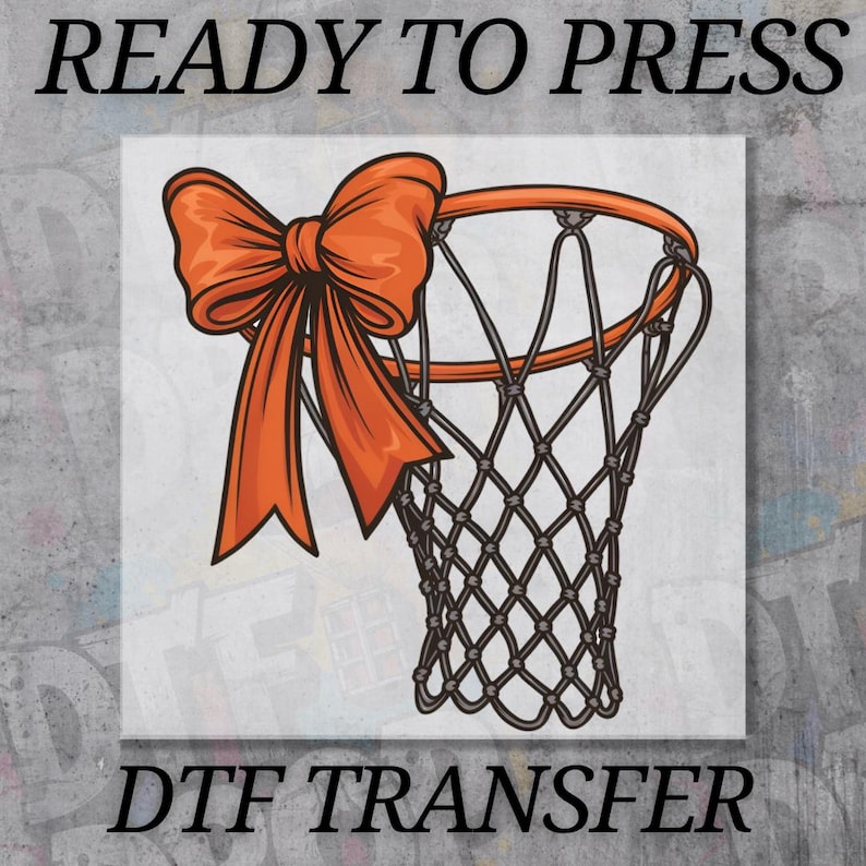 Basketball Bow Set DTF Transfers, Coquette Basketball Ready To Press Heat Transfer, Cute Basketball Bow Shirt Print, Sports Mom DTF Design