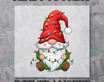 Christmas Gnome DTF Transfer, Ready to Press Holiday Heat Transfer Design