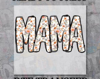 Retro Floral Mama DTF Transfer, Ready to Press Mother's Day Gift Design