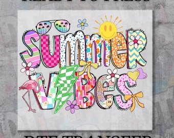 DTF Transfer, Preppy Summer Vibes, Hello Summer DTF Print, Girly Coquette Aesthetic, Summer Brushstroke Heat Press, Ready to Press