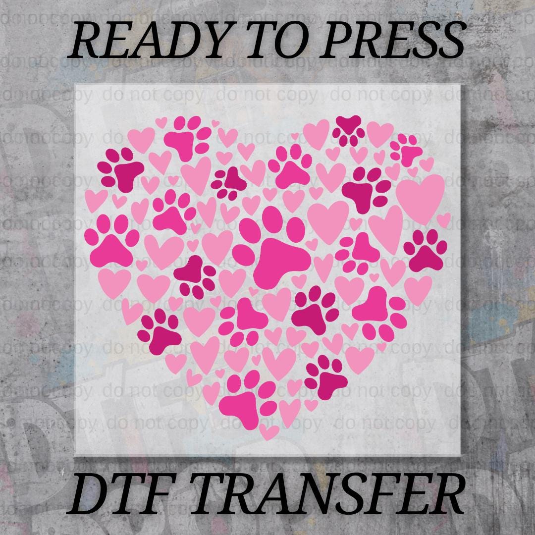 Valentine Dog Paw Heart DTF Transfer, Ready to Press Dog Mom Design - Etsy