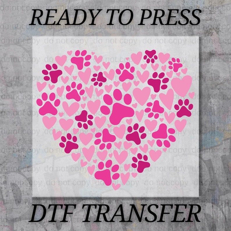 Valentine Dog Paw Heart DTF Transfer, Ready to Press Dog Mom Design - Etsy