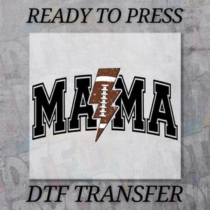 Football Mama DTF Transfer: Retro Lightning Bolt, Distressed Print