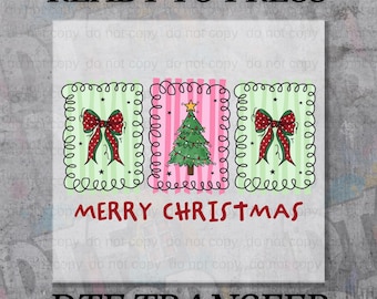 Pink Christmas Tree DTF Transfer, Ready to Press Preppy Holiday Design