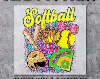 Softball Collage DTF Transfer, Ready To Press Sports Shirt, Heat Press Softball Print, Game Day Tee Design, Softball Mom DTF Print