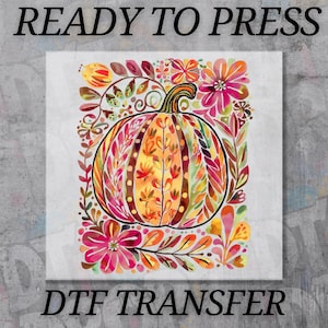 Boho Floral Fall Pumpkin DTF Transfer, Coquette Autumn Shirt Print, Pumpkin Spice Ready To Press Heat Transfer, Floral Cozy Fall Design