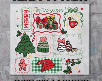 DTF Transfer Christmas, Tis The Season DTF Transfer, Ready to Press, Holiday Heat Transfer, Iron On Design, Festive Shirt Print