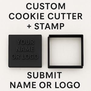 Custom Square Cookie Cutter + Stamp – Personalized with Your Name or Logo!