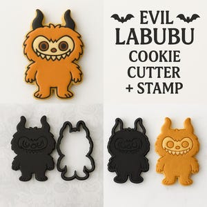 Evil Labubu Cookie Cutter + Stamp – Spooky Monster Baking Tool