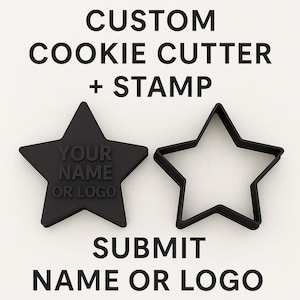 Custom Star Cookie Cutter + Stamp – Personalized with Your Name or Logo!
