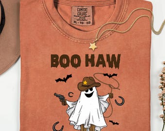 Boo Haw Shirt, Funny Ghost Cowboy Tee, Western Halloween Shirt, Halloween T-shirt, Spooky Fall Shirt, Country Girl Gift, Cowboy  T-Shirt