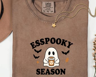 Espooky Season Shirt, Halloween Cute Ghost Coffee Shirt, Halloween Ghost, Trendy Halloween Shirt, Coffee Lover Gift, Halloween Shirts