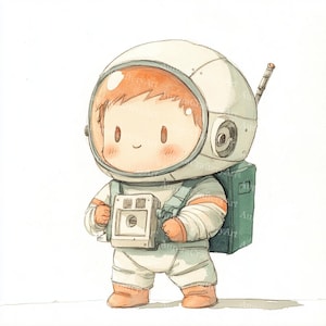 20 Cute Astronaut Clipart, Boy Birthday Clipart, Space Nursery Decor, Printable Watercolor, High-Quality JPGs, Paper Craft, Junk Journal