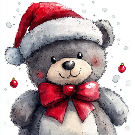 クリスマステディベアのクリップアート15点、クリスマスカード、印刷