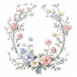 19 Vintage Victorian Floral Clipart, Wedding Clipart, Royal Ornamental Frames, Printable Watercolor, High-Quality JPGs, Paper Craft