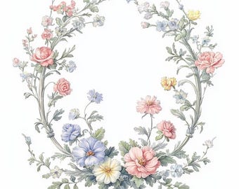 19 imágenes prediseñadas florales victorianas vintage, imágenes prediseñadas de bodas, marcos ornamentales reales, acuarela imprimible, archivos JPG de alta calidad, manualidades de papel