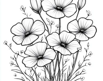 16 Sketch Flower Clipart, Botanical JPGs, Wildflower Sketch, Minimalist Flower Bouquet, High-Quality JPGs, Paper Ccraft, Junk Journal
