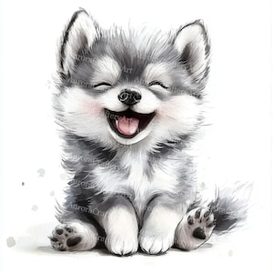 19 roliga söta vargvalp Clipart, vargunge Clipart, vargvalp, vargbarnrum, utskrivbar akvarell, högkvalitativ JPG, PaperCraft, JunkJournal