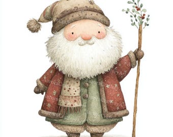 23 Santa Claus Clipart, Christmas Card, High-Resolution JPGs (Digital Download)