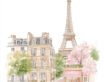 17 Cute Paris Clipart, Parisian Tourism, Paris Travel Art, Watercolor Clipart, High Quality JPGs, Digital Download, Junk Journals