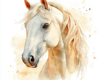 23 Horse Clipart, Horse Image, Cute Animal Clipart, Equestrian Clipart, Printable Watercolor, High-Quality JPGs, Papercraft, Junk Journal